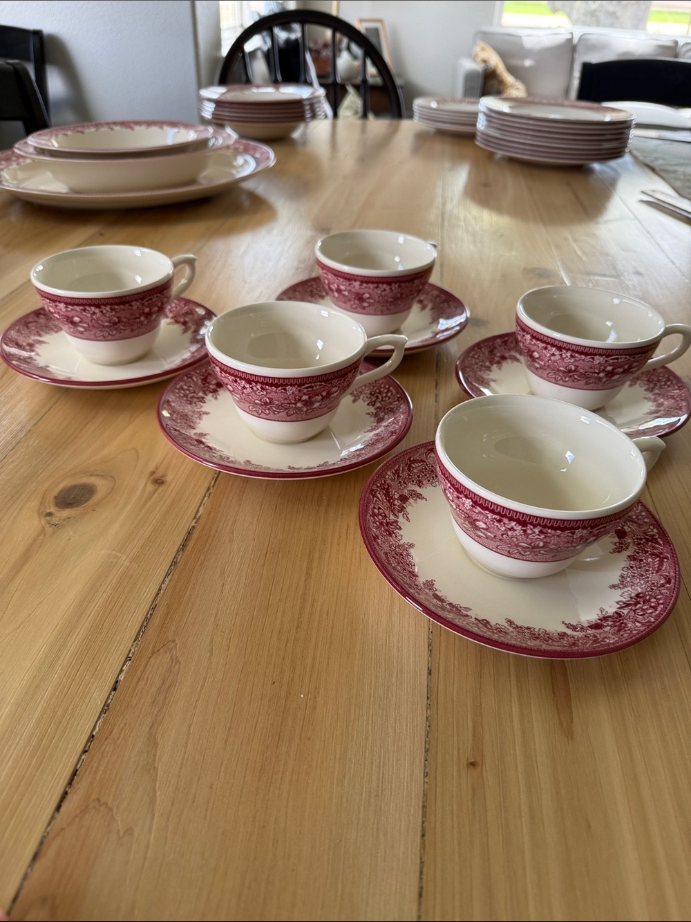 Mayfair 5 Cups and Saucers by Williams Sonoma